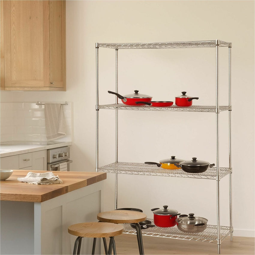 High - Capacity Lorell Industrial 4 - Tier Chrome Wire Storage Rack 36"W x 24"D x 72"H (LLR - LLR84184) - SchoolOutlet