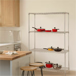 High - Capacity Lorell Industrial 4 - Tier Chrome Wire Storage Rack 36