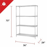 High - Capacity Lorell Industrial 4 - Tier Chrome Wire Storage Rack 36