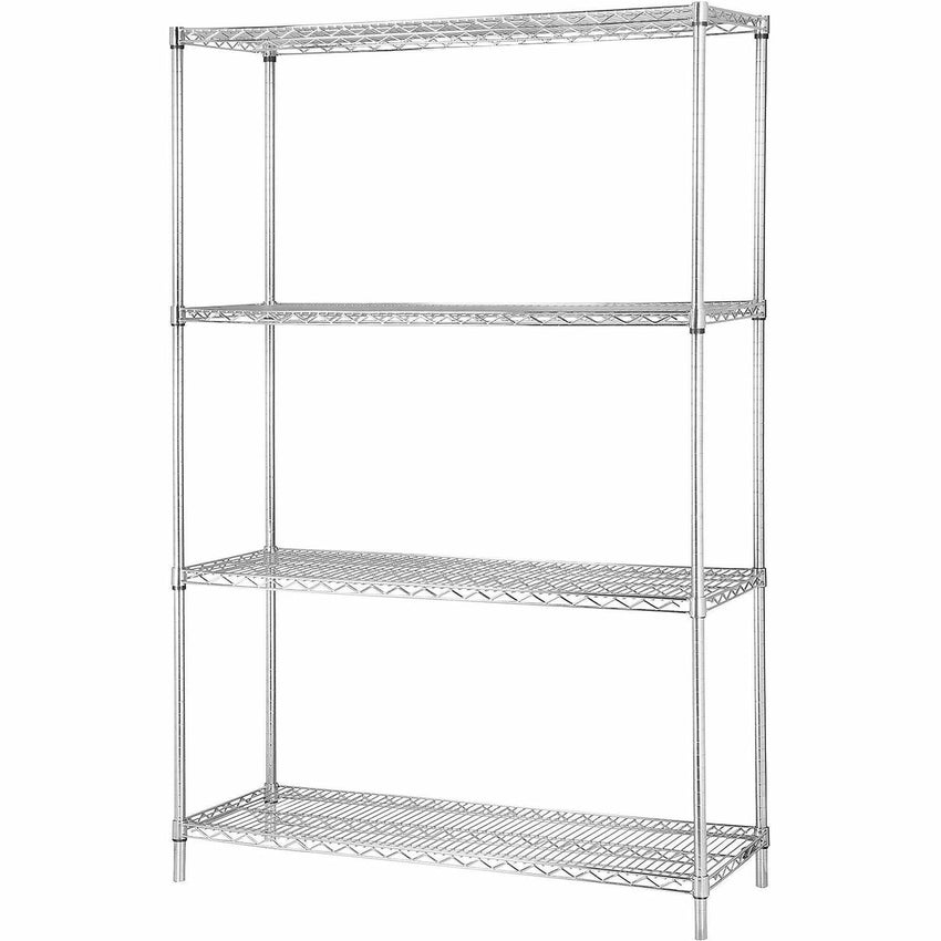 High - Capacity Lorell Industrial 4 - Tier Chrome Wire Storage Rack 36"W x 24"D x 72"H (LLR - LLR84184) - SchoolOutlet