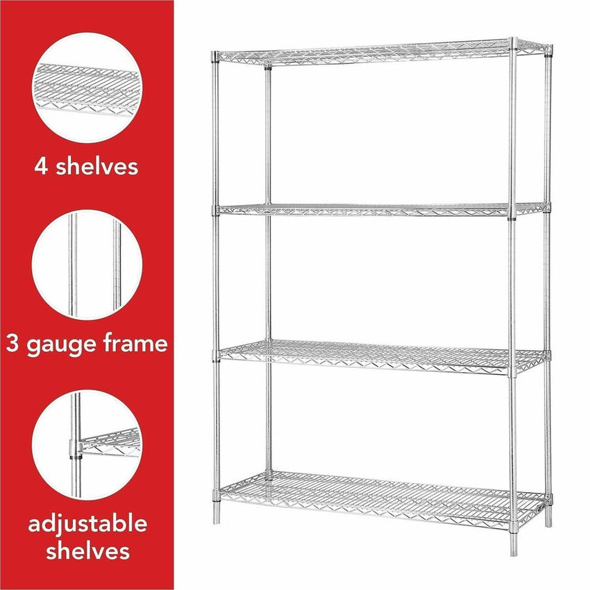 Commercial - Grade Lorell Industrial 4 - Tier Chrome Wire Shelving 36"W x 18"D x 72"H (LLR - LLR84187) - SchoolOutlet