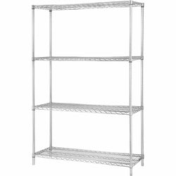 Commercial-Grade Lorell Industrial 4-Tier Chrome Wire Shelving 36"W x 18"D x 72"H (LLR-LLR84187)