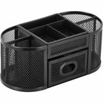 Lorell Black Mesh/Wire Desktop Organizer with Removable Compartments and Drawer (LLR - LLR84240) - SchoolOutlet