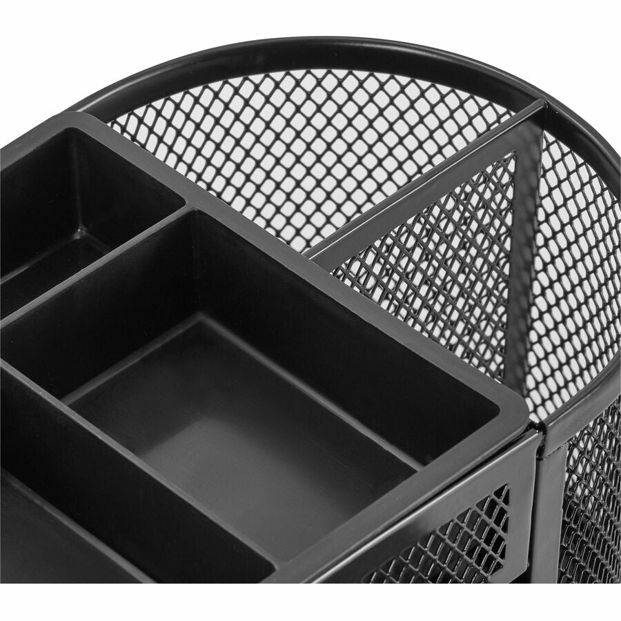 Lorell Black Mesh/Wire Desktop Organizer with Removable Compartments and Drawer (LLR - LLR84240) - SchoolOutlet