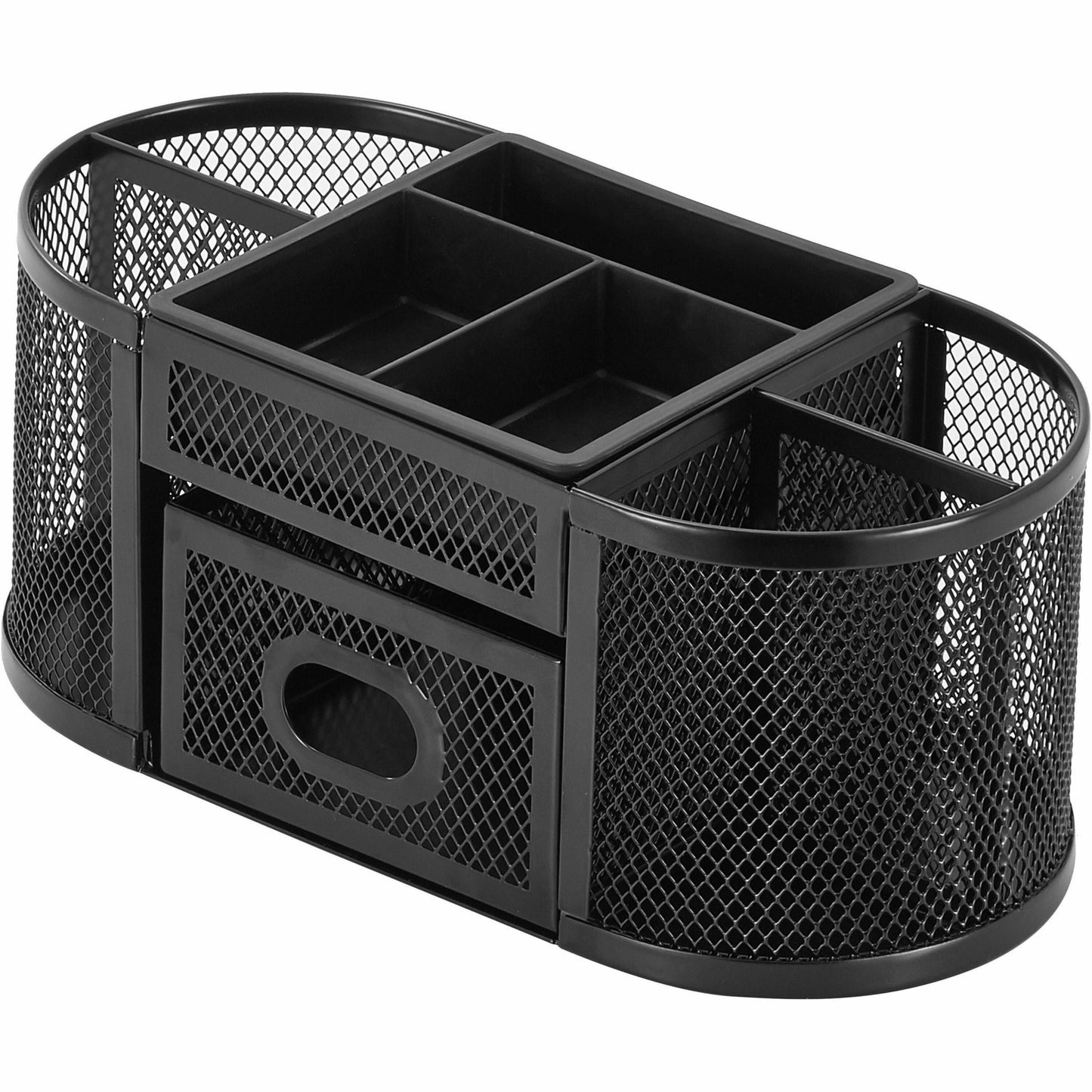 Lorell Black Mesh/Wire Desktop Organizer with Removable Compartments and Drawer (LLR - LLR84240) - SchoolOutlet