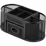 Lorell Black Mesh/Wire Desktop Organizer with Removable Compartments and Drawer (LLR - LLR84240) - SchoolOutlet