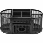 Lorell Black Mesh/Wire Desktop Organizer with Removable Compartments and Drawer (LLR - LLR84240) - SchoolOutlet
