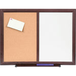 Lorell Combo Dry - Erase and Cork Bulletin Board Mahogany Wood Frame 24