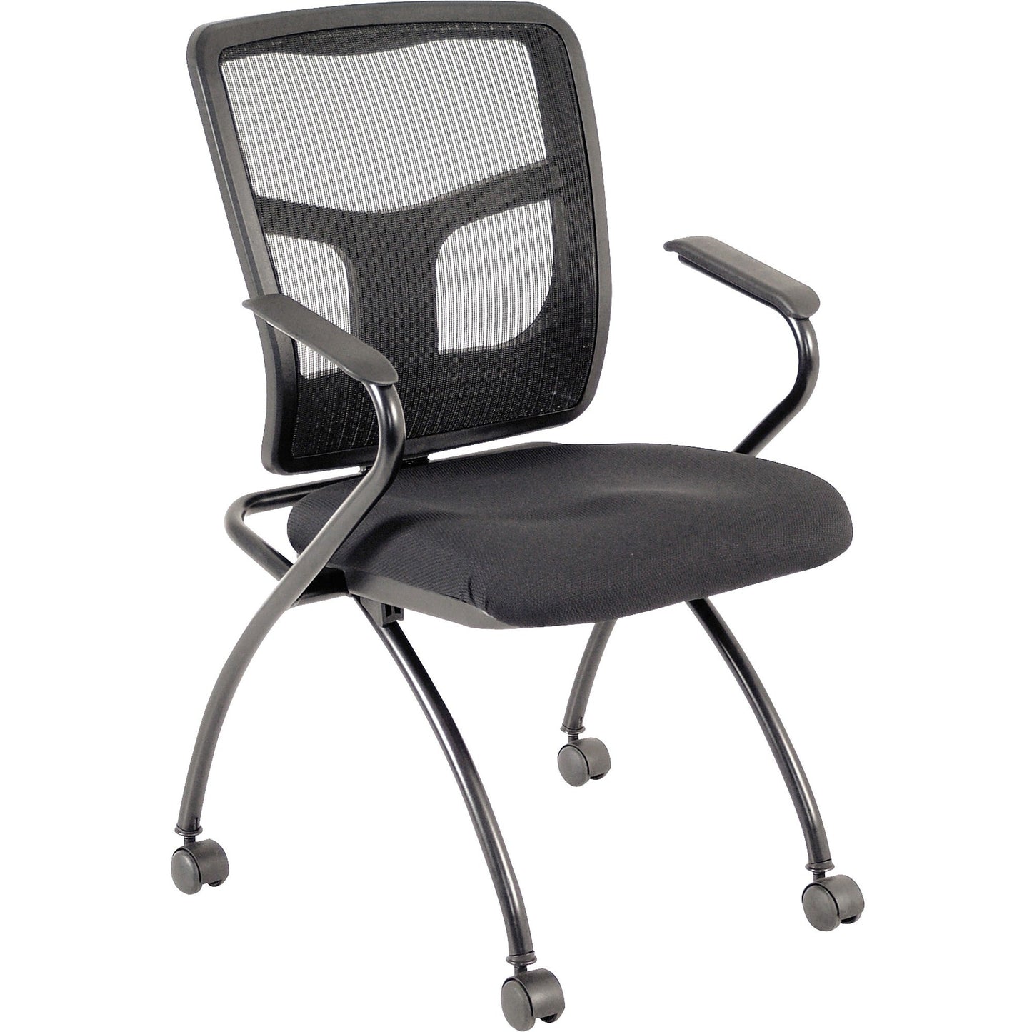 Lorell Mesh Back Nesting Training Chair with Folding Seat and Casters - Set of 2 (LLR - LLR84374X) - SchoolOutlet