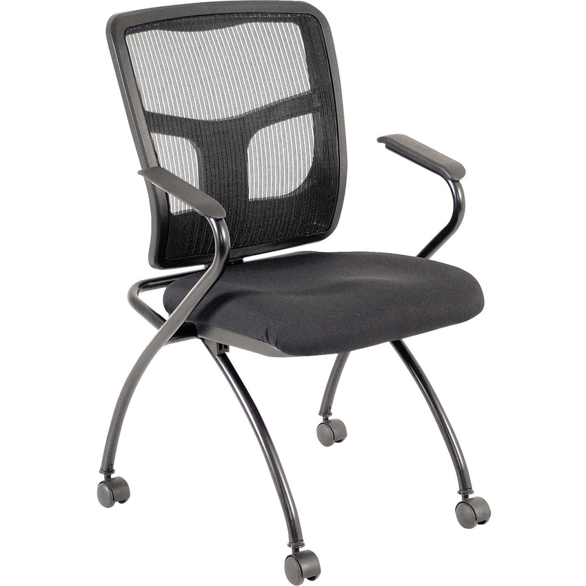 Lorell Mesh Back Nesting Training Chair with Folding Seat and Casters - Set of 2 (LLR - LLR84374X) - SchoolOutlet