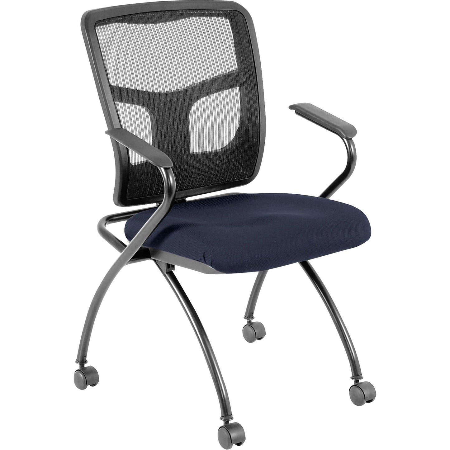 Lorell Mesh Back Nesting Training Chair with Folding Seat and Casters - Set of 2 (LLR - LLR84374X) - SchoolOutlet