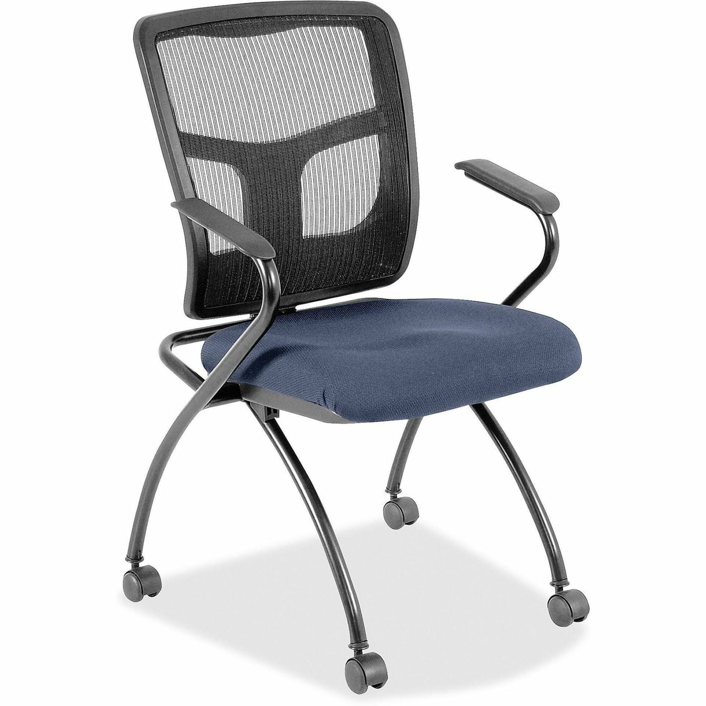 Lorell Mesh Back Nesting Training Chair with Folding Seat and Casters - Set of 2 (LLR - LLR84374X) - SchoolOutlet