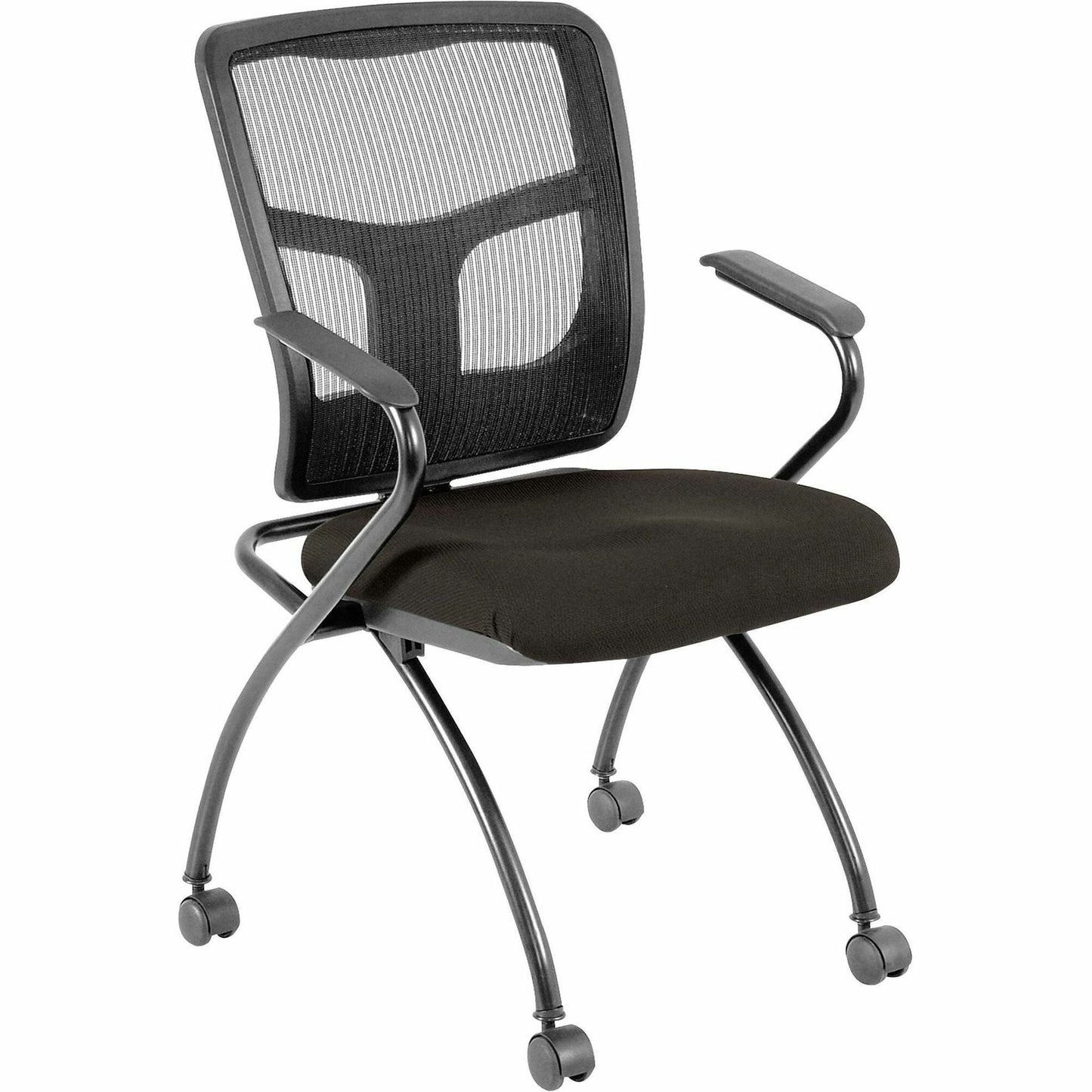 Lorell Mesh Back Nesting Training Chair with Folding Seat and Casters - Set of 2 (LLR - LLR84374X) - SchoolOutlet