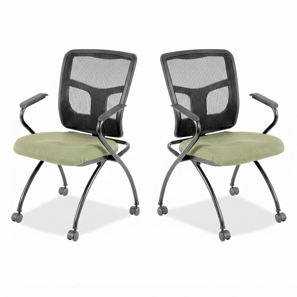 Lorell Mesh Back Nesting Training Chair with Folding Seat and Casters - Set of 2 (LLR-LLR84374X) - SchoolOutlet
