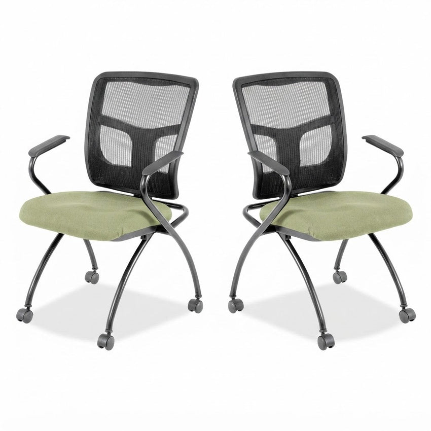 Lorell Mesh Back Nesting Training Chair with Folding Seat and Casters - Set of 2 (LLR-LLR84374X) - SchoolOutlet