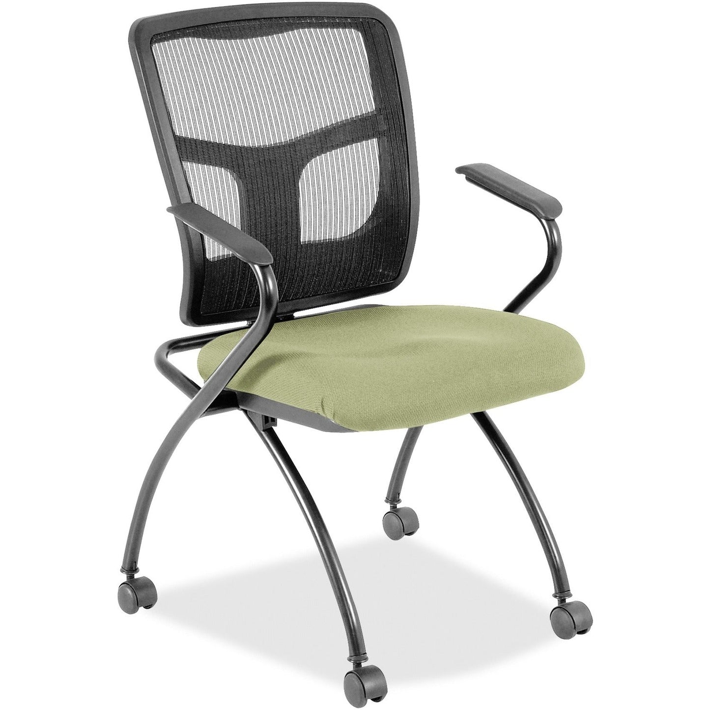 Lorell Mesh Back Nesting Training Chair with Folding Seat and Casters - Set of 2 (LLR - LLR84374X) - SchoolOutlet