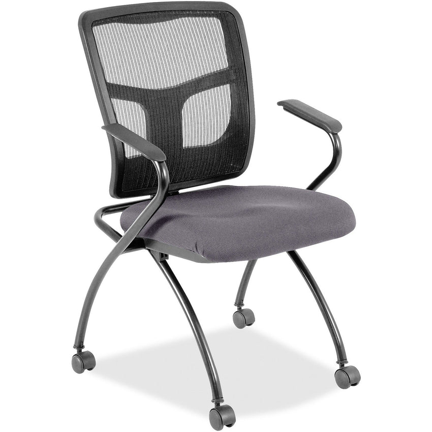 Lorell Mesh Back Nesting Training Chair with Folding Seat and Casters - Set of 2 (LLR - LLR84374X) - SchoolOutlet