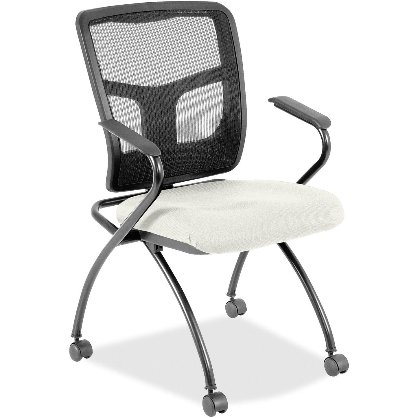 Lorell Mesh Back Nesting Training Chair with Folding Seat and Casters - Set of 2 (LLR - LLR84374X) - SchoolOutlet