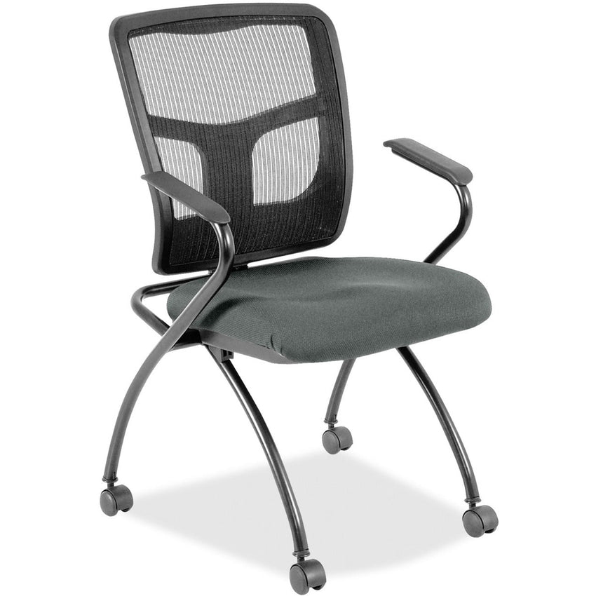 Lorell Mesh Back Nesting Training Chair with Folding Seat and Casters - Set of 2 (LLR - LLR84374X) - SchoolOutlet