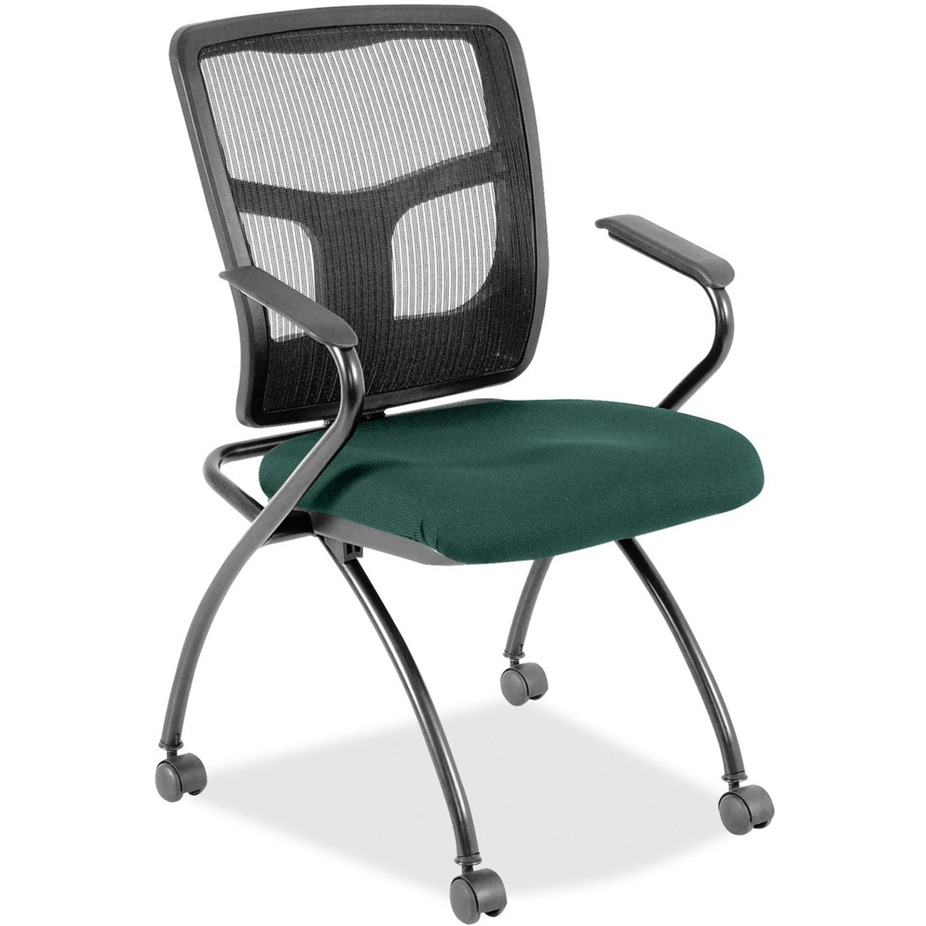 Lorell Mesh Back Nesting Training Chair with Folding Seat and Casters - Set of 2 (LLR - LLR84374X) - SchoolOutlet