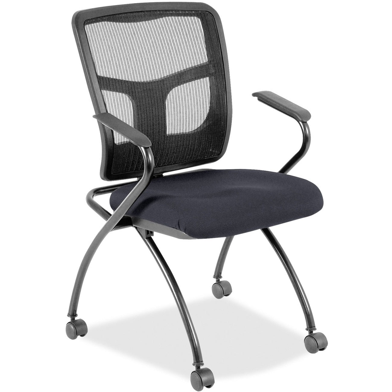 Lorell Mesh Back Nesting Training Chair with Folding Seat and Casters - Set of 2 (LLR - LLR84374X) - SchoolOutlet