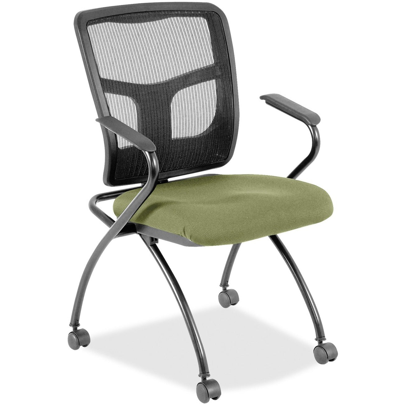Lorell Mesh Back Nesting Training Chair with Folding Seat and Casters - Set of 2 (LLR - LLR84374X) - SchoolOutlet