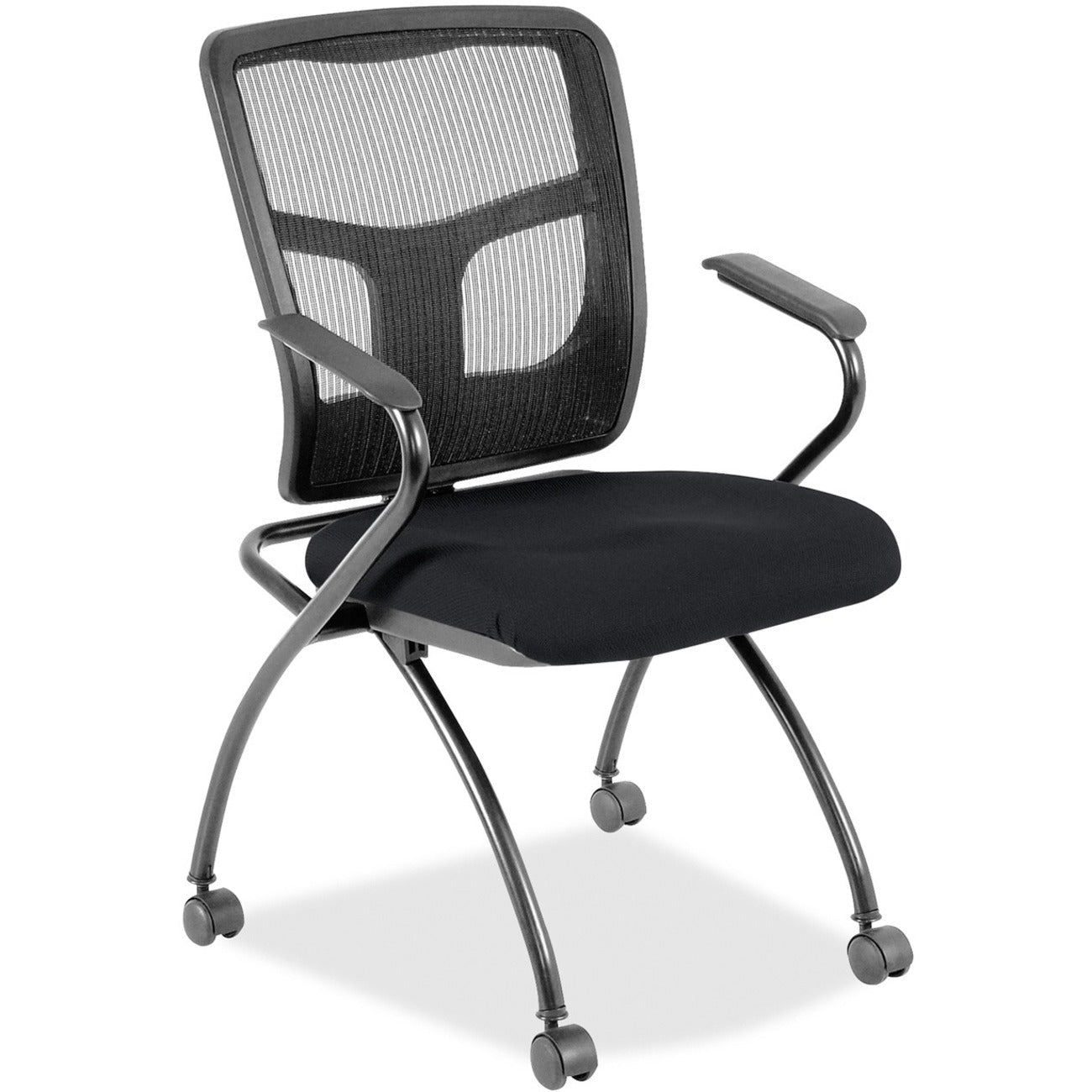 Lorell Mesh Back Nesting Training Chair with Folding Seat and Casters - Set of 2 (LLR - LLR84374X) - SchoolOutlet