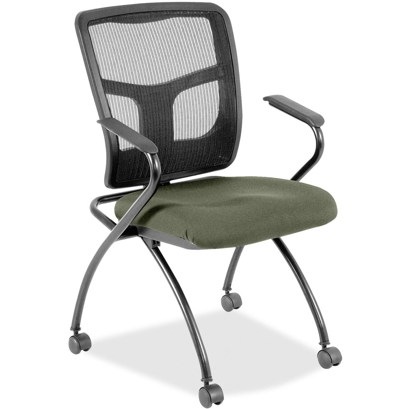 Lorell Mesh Back Nesting Training Chair with Folding Seat and Casters - Set of 2 (LLR - LLR84374X) - SchoolOutlet