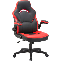 Lorell Bucket Seat High-back Gaming Chair with Flip-up Arms and 5-Star Base, Red/Black 18.50 - 22.24 H (LLR-LLR84387)