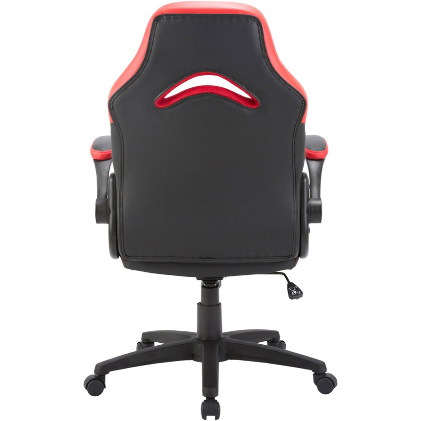 Lorell Bucket Seat High - back Gaming Chair with Flip - up Arms and 5 - Star Base, Red/Black 18.50 - 22.24 H (LLR - LLR84387) - SchoolOutlet