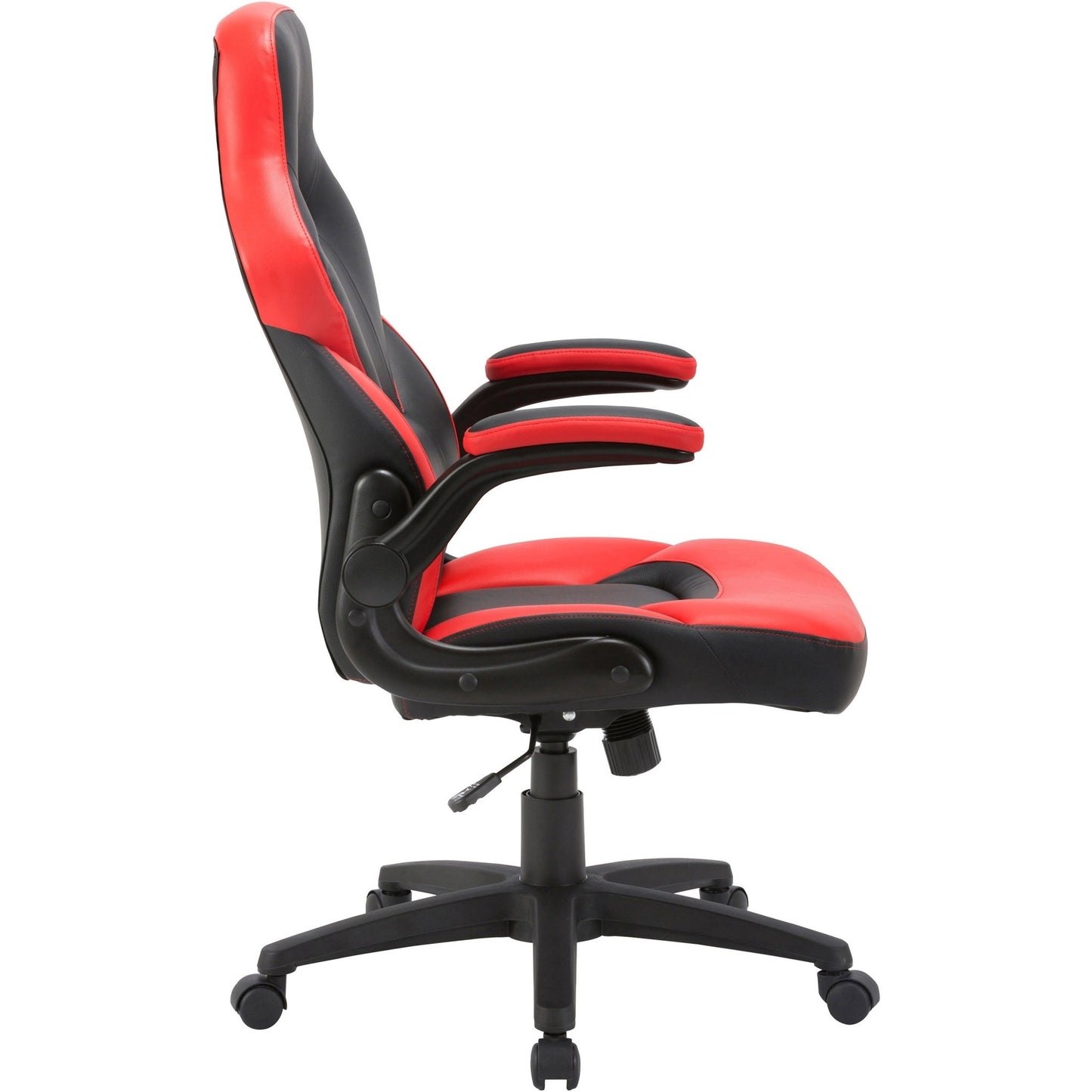 Lorell Bucket Seat High - back Gaming Chair with Flip - up Arms and 5 - Star Base, Red/Black 18.50 - 22.24 H (LLR - LLR84387) - SchoolOutlet