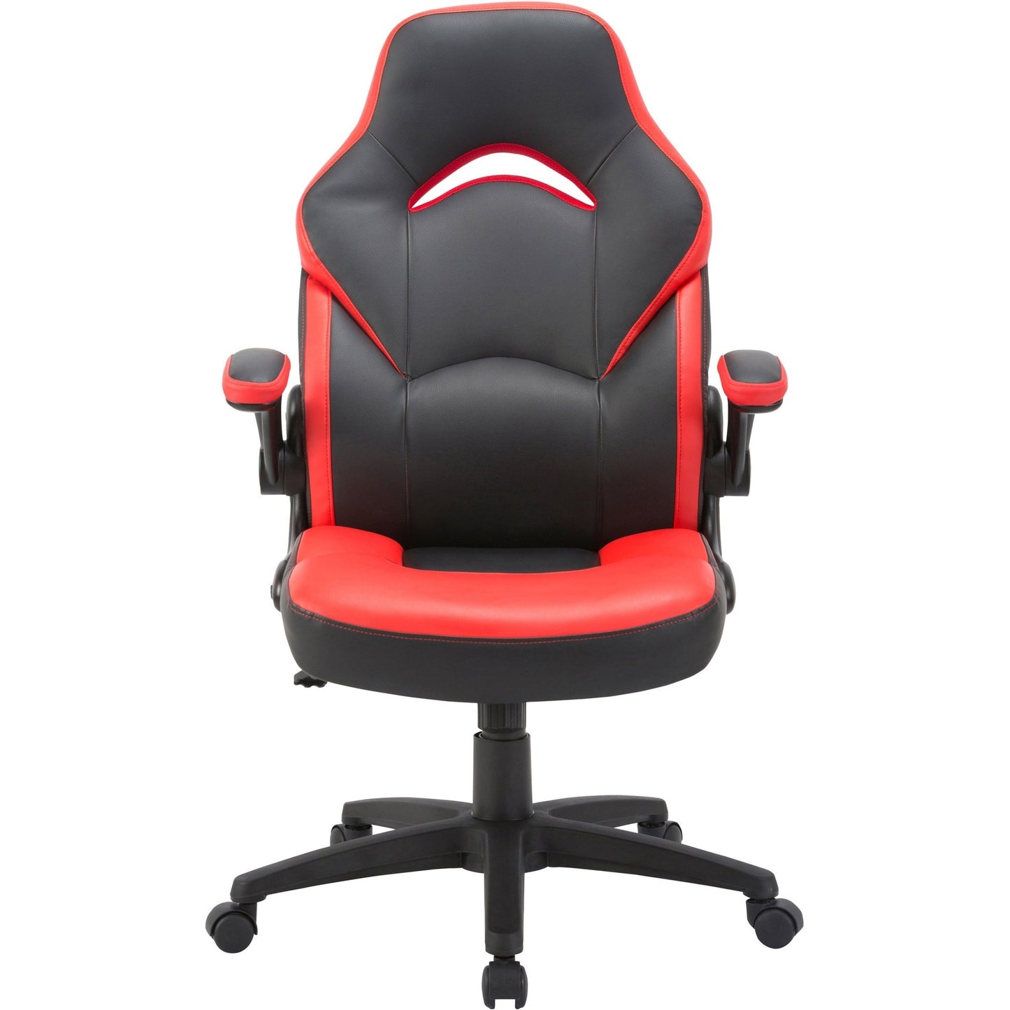 Lorell Bucket Seat High - back Gaming Chair with Flip - up Arms and 5 - Star Base, Red/Black 18.50 - 22.24 H (LLR - LLR84387) - SchoolOutlet