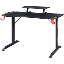 Lorell 48"W x 26"D x 36"H Gaming Desk with Carbon Fiber Surface and Monitor Shelf Black (LLR-LLR84393)