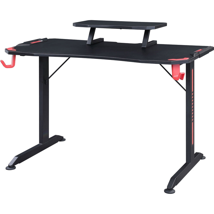 Lorell 48"W x 26"D x 36"H Gaming Desk with Carbon Fiber Surface and Monitor Shelf Black (LLR - LLR84393) - SchoolOutlet