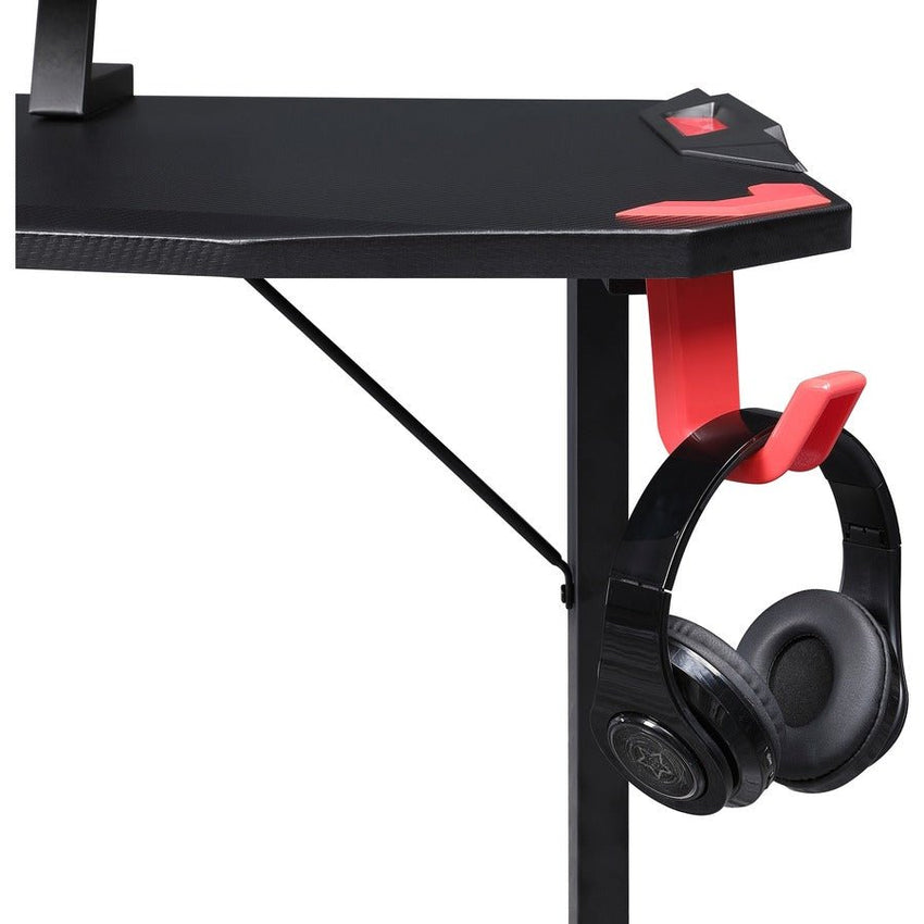 Lorell 48"W x 26"D x 36"H Gaming Desk with Carbon Fiber Surface and Monitor Shelf Black (LLR - LLR84393) - SchoolOutlet