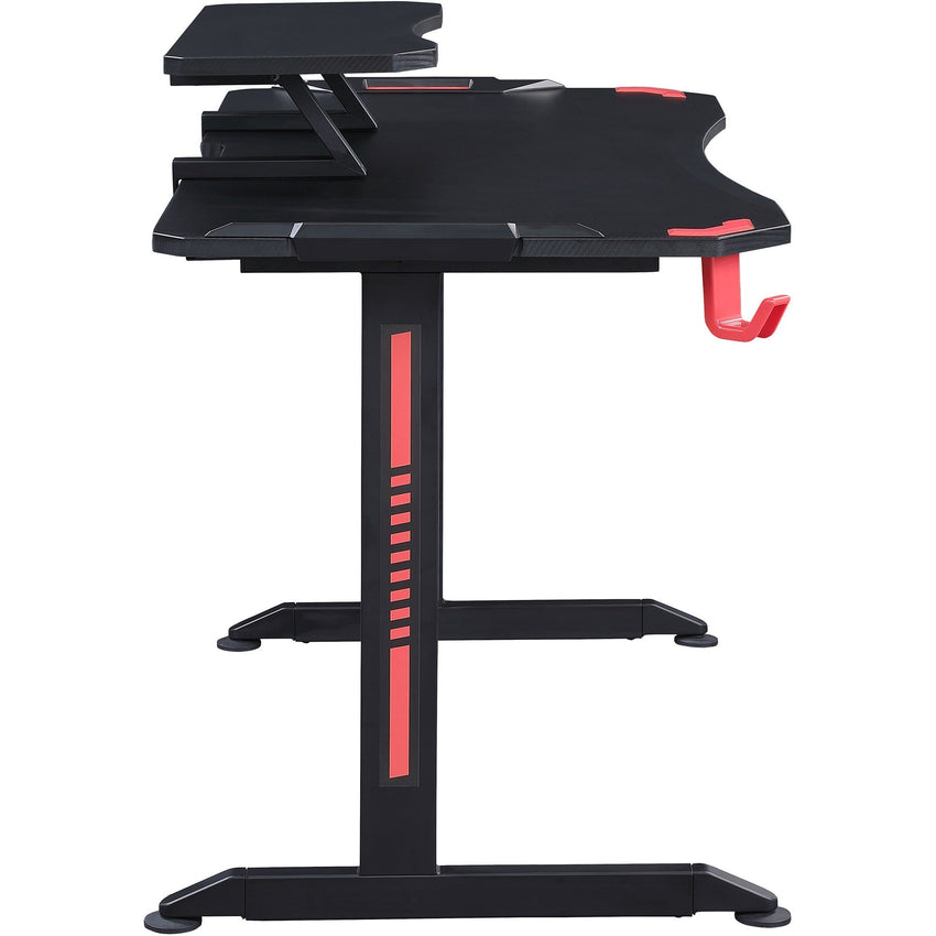 Lorell 48"W x 26"D x 36"H Gaming Desk with Carbon Fiber Surface and Monitor Shelf Black (LLR - LLR84393) - SchoolOutlet