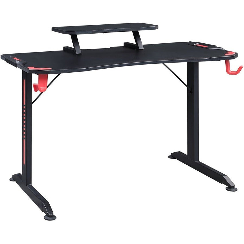 Lorell 48"W x 26"D x 36"H Gaming Desk with Carbon Fiber Surface and Monitor Shelf Black (LLR - LLR84393) - SchoolOutlet