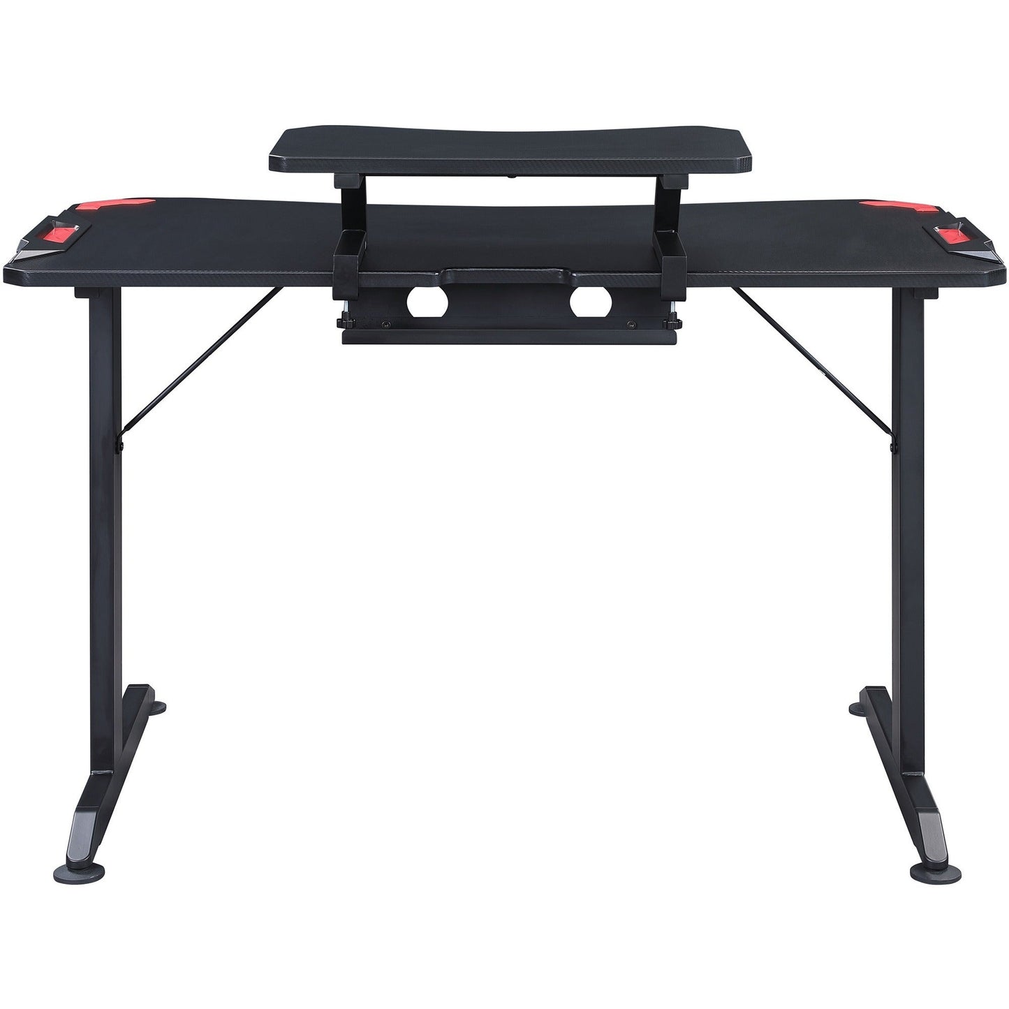 Lorell 48"W x 26"D x 36"H Gaming Desk with Carbon Fiber Surface and Monitor Shelf Black (LLR - LLR84393) - SchoolOutlet