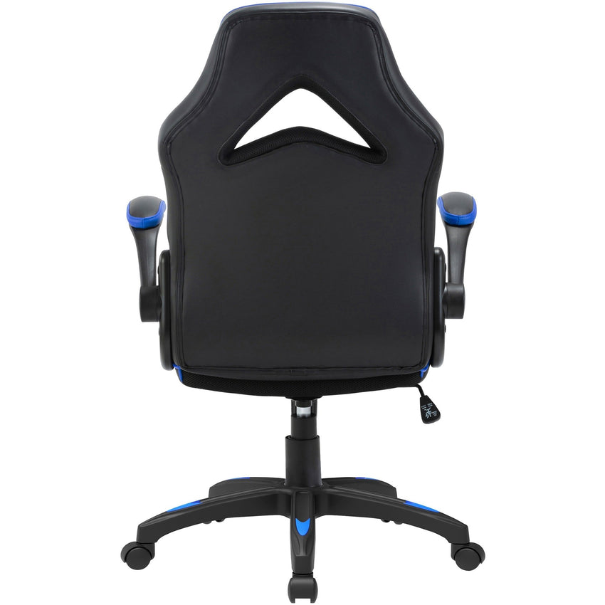 Lorell High - Back Ergonomic Gaming Chair with Flip - Up Arms Blue Black Gray 17.9 - 21.9 H (LLR - LLR84395) - SchoolOutlet
