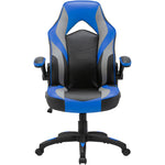 Lorell High - Back Ergonomic Gaming Chair with Flip - Up Arms Blue Black Gray 17.9 - 21.9 H (LLR - LLR84395) - SchoolOutlet