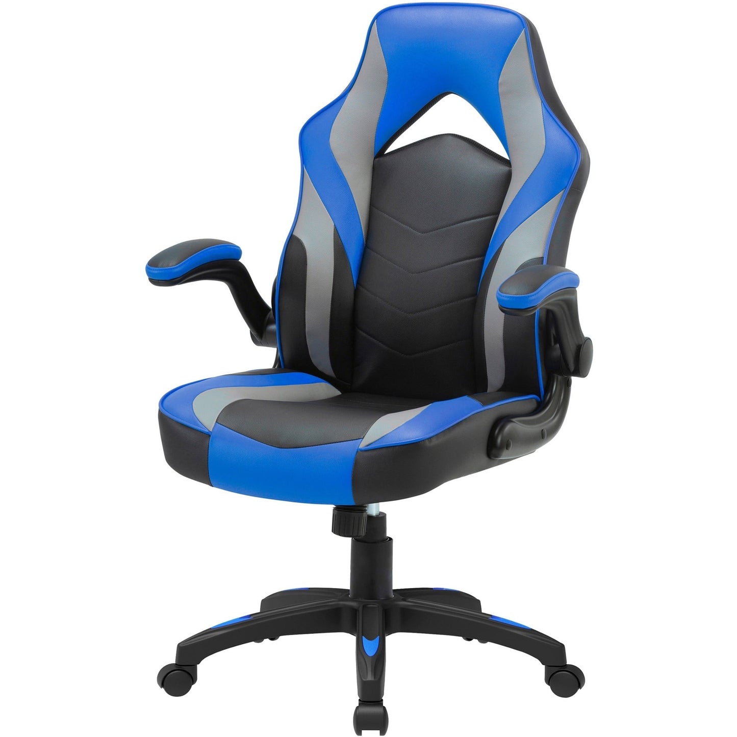 Lorell High - Back Ergonomic Gaming Chair with Flip - Up Arms Blue Black Gray 17.9 - 21.9 H (LLR - LLR84395) - SchoolOutlet