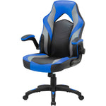 Lorell High - Back Ergonomic Gaming Chair with Flip - Up Arms Blue Black Gray 17.9 - 21.9 H (LLR - LLR84395) - SchoolOutlet
