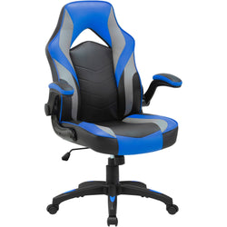 Lorell High-Back Ergonomic Gaming Chair with Flip-Up Arms Blue Black Gray 17.9 - 21.9 H (LLR-LLR84395)