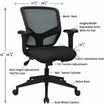 Lorell Executive Mesh Mid - Back Office Chair with Adjustable Lumbar Support and Height - Adjustable Arms 18