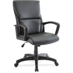 Lorell European Design Executive Mid - Back Office Chair with Bonded Leather and Fixed Arms 17.75'' - 21.5''