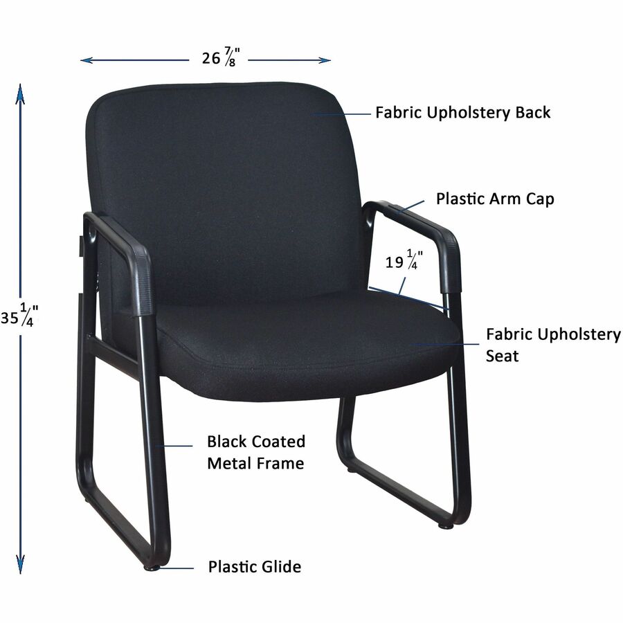 Lorell Big & Tall Upholstered Guest Chair with Fabric Upholstery and Sled Base 18.50"H (LLR - LLR84586) - SchoolOutlet