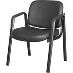 Lorell Deluxe Leather 4 - Leg Guest Chair with Padded Arms and Metal Frame (LLR - LLR84594) - SchoolOutlet