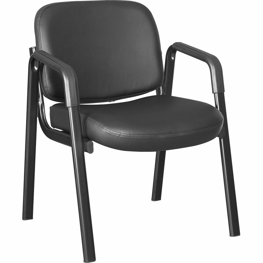 Lorell Deluxe Leather 4 - Leg Guest Chair with Padded Arms and Metal Frame (LLR - LLR84594) - SchoolOutlet