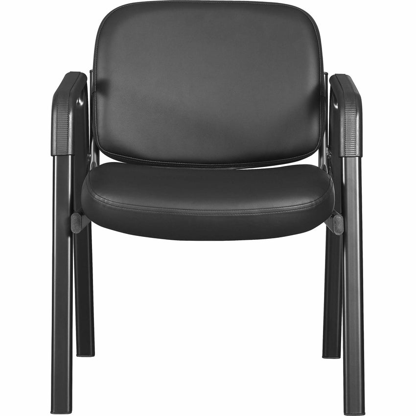 Lorell Deluxe Leather 4 - Leg Guest Chair with Padded Arms and Metal Frame (LLR - LLR84594) - SchoolOutlet