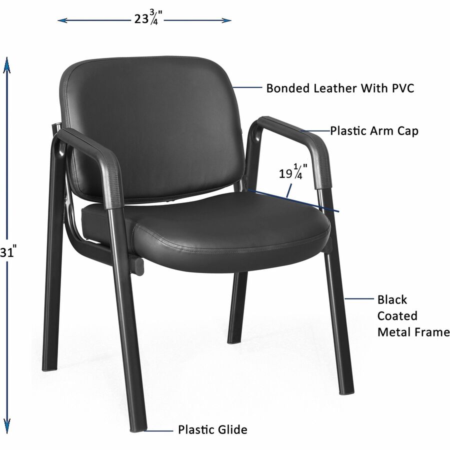 Lorell Deluxe Leather 4 - Leg Guest Chair with Padded Arms and Metal Frame (LLR - LLR84594) - SchoolOutlet